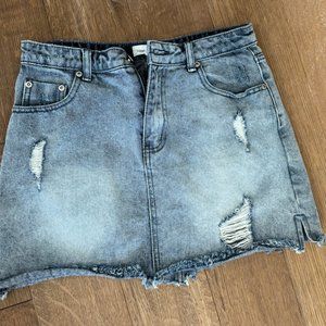 Light wash mini denim skirt